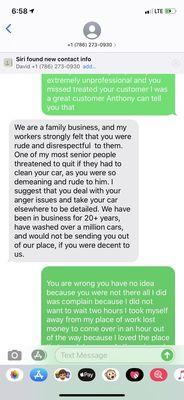 Text message from the owner.