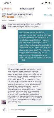 Employee harassing me into trying to accept their offer since they don't actually have insurance.