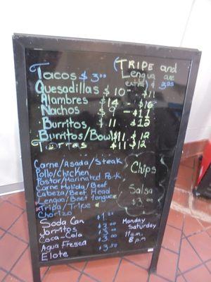 Menu board.