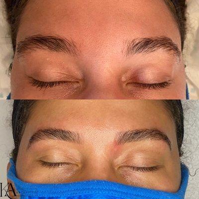 Custom brow wax to shape and enhance facial structure.