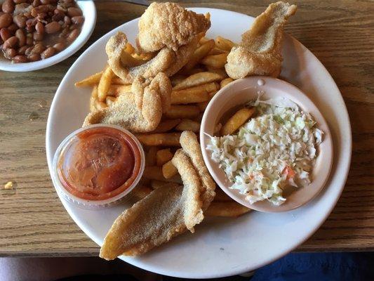 Catfish Filets, Fries ands Slaw