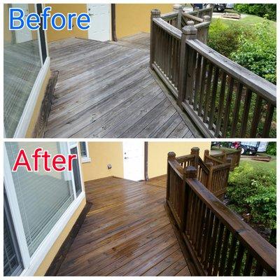 Wood deck restoration in Newnan, Ga.