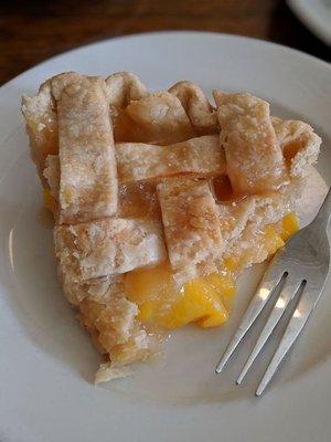 Peach Pie, fresh, flavorful with big pieces of fruits.