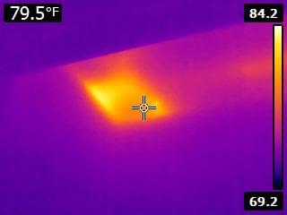 There is supposed to be a recessed light here.  Thermal imaging finds it.