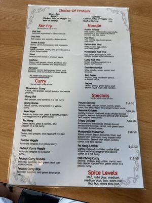 Menu (double sided)