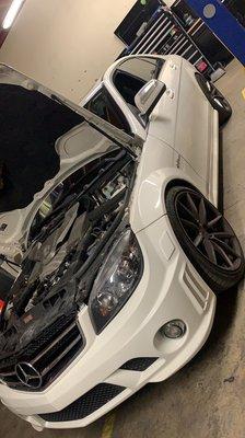 2009 Mercedes c63 amg replaced power steering pump and oil cooler lines