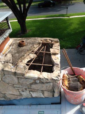 Before masonry repair.