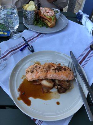 Salmon and a lobster roll