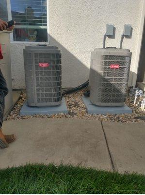 18+ SEER2 high efficient variable speed heat pump Bryant Evolution gas to electric HVAC split system conversion