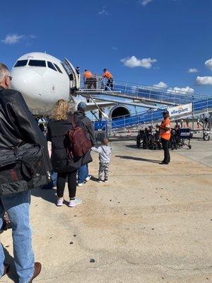 Boarding the plane