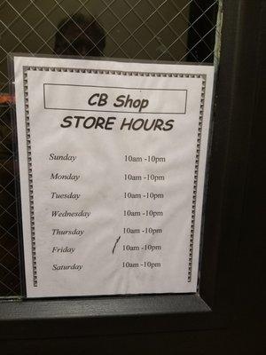 CB Radio Shop Hours