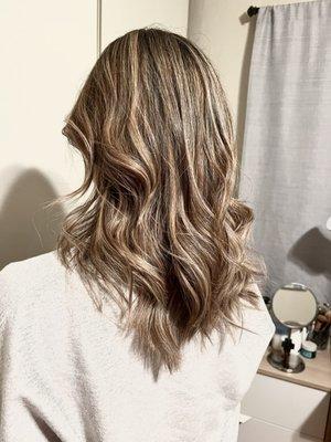 Blonde highlights, fresh hair cut and curled by Trang!