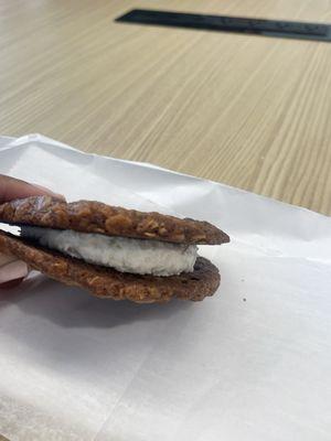 Side view of Brown Buttered Oatmeal Cream Pie