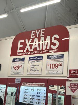 Eye exam prices