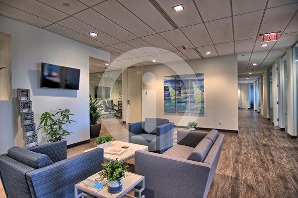 Warm, bright and modern reception area.