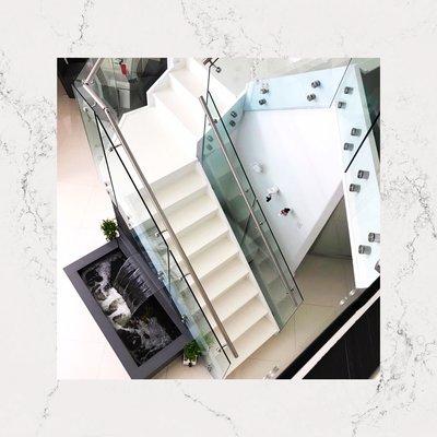 Absolute Blanc quartz stairs!