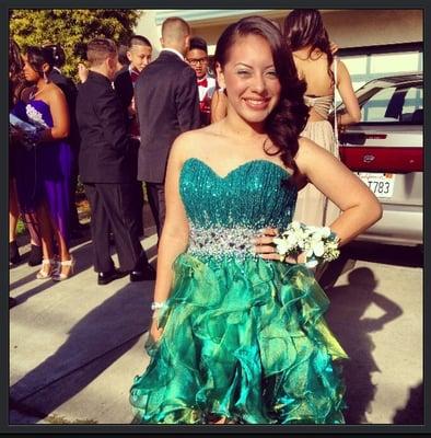 Complete look!! Our baby girl all done up for Prom 2013 in SF! Hair done by LuLu Makeup by Me!!