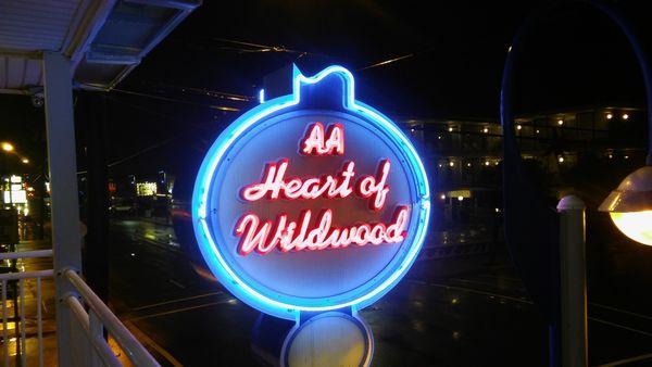 AA Heart of Wildwood Motel Sign on Building 1