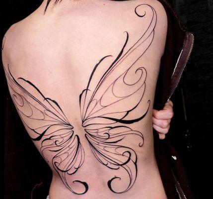 Whole back fairy wing tatoo