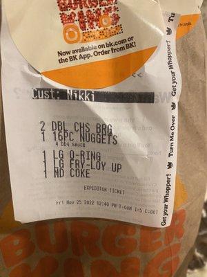 The order receipt