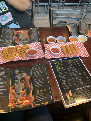 Menus, Calamari and Mozzarella Sticks