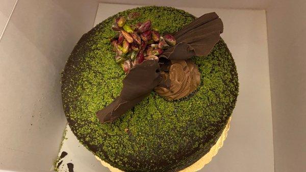 Chocolate and pistachio cake for my birthday