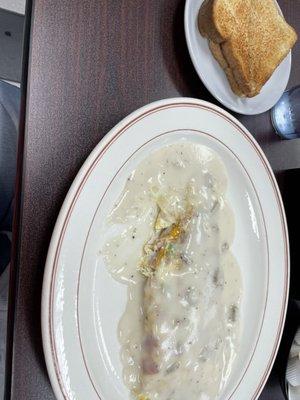 Denver omelet with sausage gravy (extra charge for gravy $2.00)