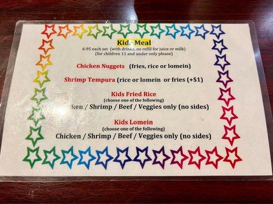 Kids Menu