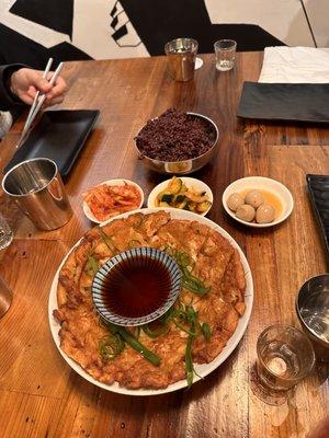 Seafood Pancake & banchan: Gyeran jangjorim /quail eggs