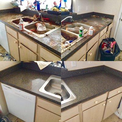 Before/after counter top cleaning