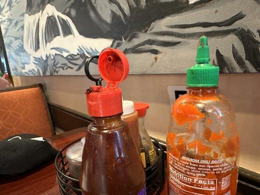 Disgusting sauce bottle tops