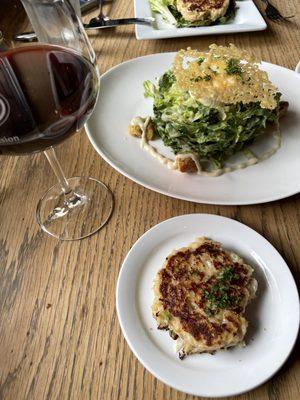 Caesar salad and crab cake! Both excellent!