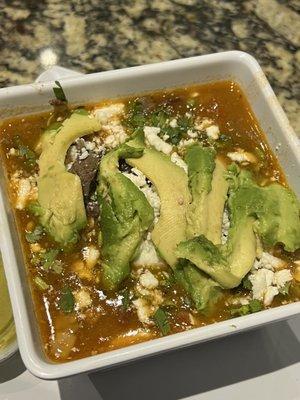 Frijoles Ramses con fajita, queso y aguacate. 10/10