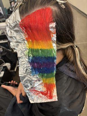 BTS of rainbow hair