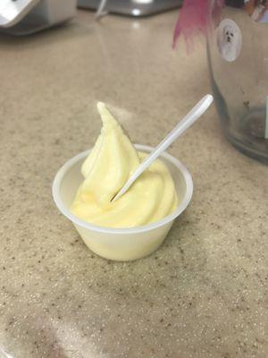 Pineapple Dole whip - vegan and so creamy! They can make you a drink out of this too!