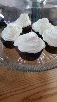 Chocolate cupcakes with cream cheese frosting. Sure to satisfy your sweet tooth!