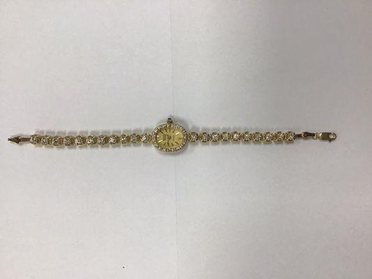 Diamond tennis bracelet watch/14KY