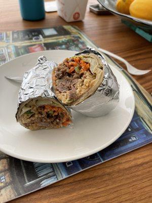 Sweet and salty pulled pork burrito