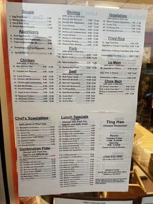 New menu prices