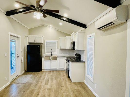 Hill Country RV Park Model Tiny Homes Living and Kitchen