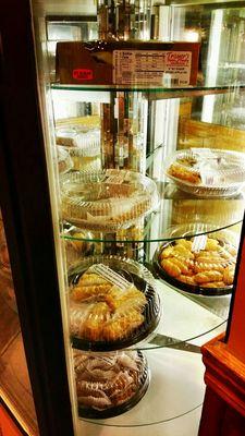 Pie case and Greek pastries