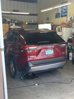 Car getting worked On for tint.