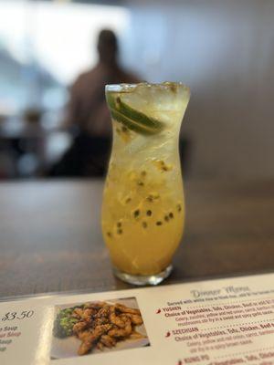 Iced jasmine tea with limeade passion fruit