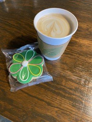 Sugar cookie for my daughter and a latte with white chocolate sugar free syrup for me.