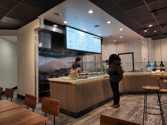 Interior and menu, Chipotle serving style for bowl, pita, wrap