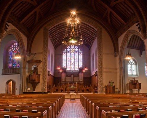 House of Hope Presbyterian Church Sanctuary in Saint Paul, Minnesota. This photo is taken from the aisle looking North towards the chancel.