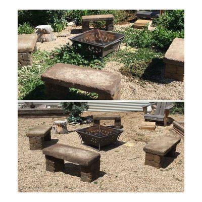 Weeds took over the fire pit area. We cleaned it up and made it useable again.