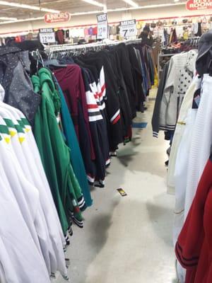 Just rows and rows of stupid looking clothes.