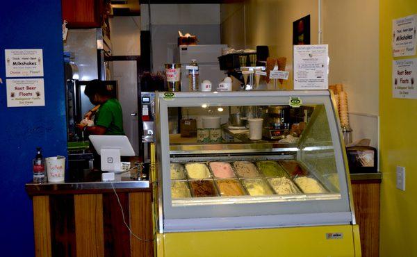 The interior of the ice cream shop.