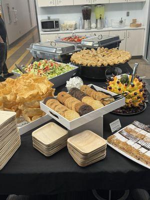 Taco Salad bar (cookies/bars that come with it), southwest egg rolls appetizer and fruit skewer appetizer *with the upgraded equipment*